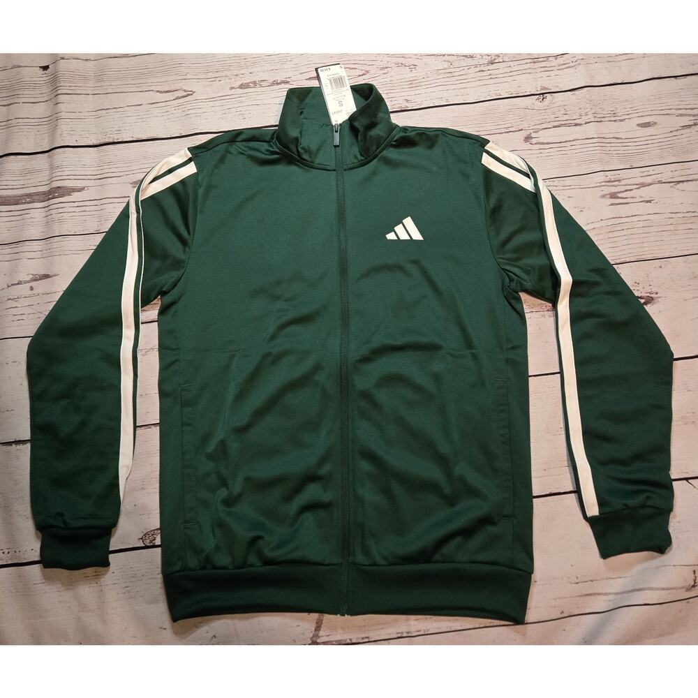 Adidas Mens 3 Stripes Multi Sports Collegiate Green Track Jacket embroidered Hit